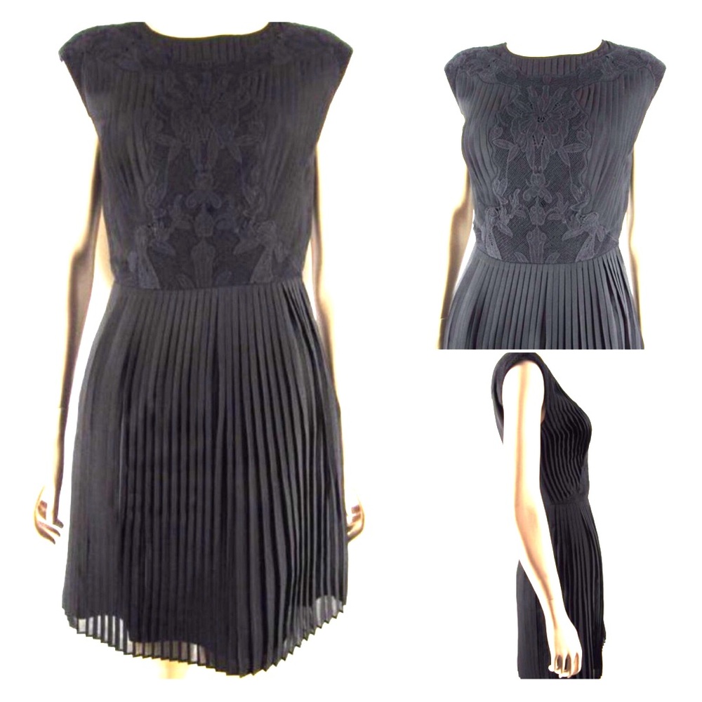 Ted Baker Black Pleated Midi Dress